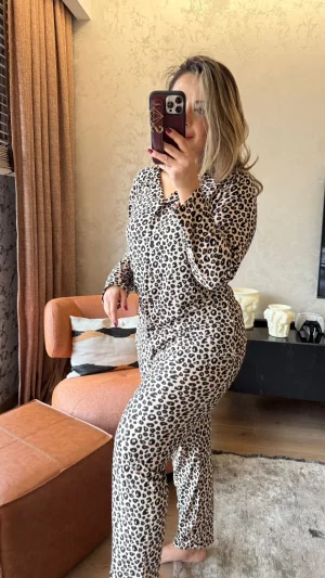 Straw Leopar Süet Takım 2